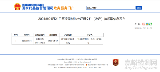 沛嘉医疗的自膨胀主瓣系统TAVI获批