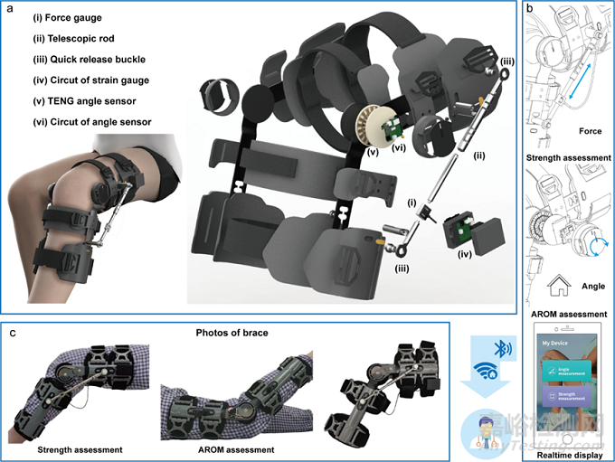 智能支具-TENG角度传感和肌力传感系统，用于全膝关节置换手术患者康复